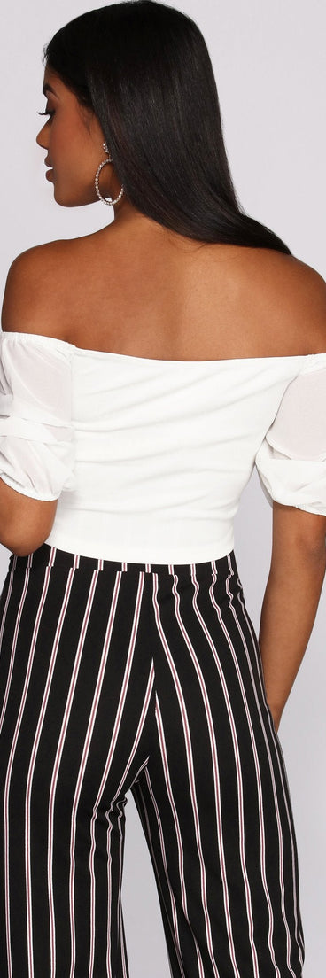 Chiffon And On Crop Top