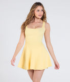 Stay on-trend this season with the Sweet Like Me Scoop Neck Skater Mini Dress in yellow, a must-have for creating stylish and effortless spring outfits for women.