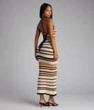 So Gorgeous Lace-Up Striped Maxi Dress