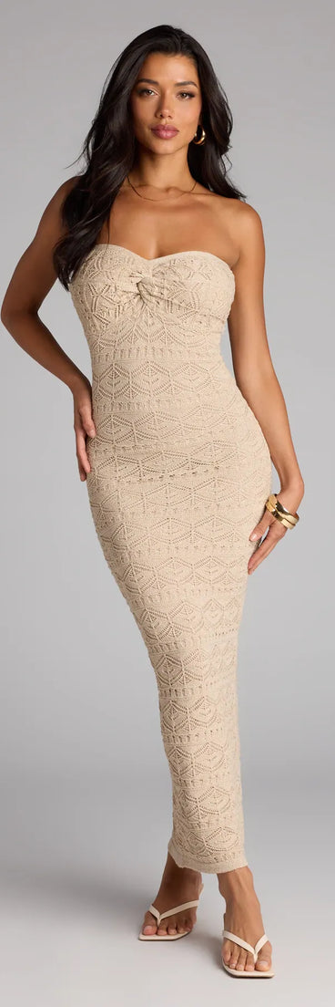 Barefoot Bliss Strapless Crochet Maxi