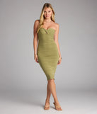 The Take Me Away Tube Midi Dress in sage green features a flattering fit and mid-calf hem, redefining effortless midi dresses for any occasion.