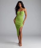Casual Allure Strapless High Slit Midi Dress