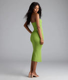 Casual Allure Strapless High Slit Midi Dress