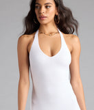 Curve Avenue Halter V-Neck Bodycon Midi Dress