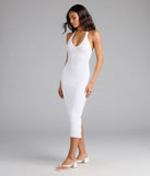 Curve Avenue Halter V-Neck Bodycon Midi Dress