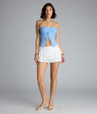 Complete your look with the Knot Your Basic Flyaway Tube Top, a trendy blue top that’s ready to pair with anything in your fall rotation.