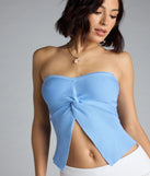 Complete your look with the Knot Your Basic Flyaway Tube Top, a trendy blue top that’s ready to pair with anything in your fall rotation.