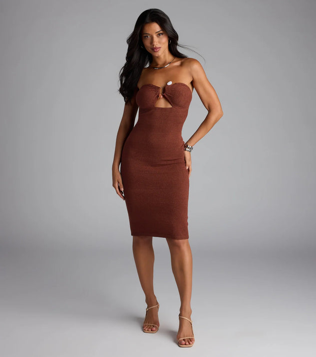 Effortless Influence Strapless Bodycon Midi Dress