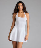 In The Cards Halter Skater Mini Dress