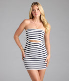 Add a summer refresh to your look with the Favorite Staple Striped Cutout Mini Dress, a trendy top in white made for easy styling for any vibe.