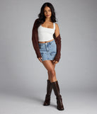Complete your outfits with the Cutie Pie Knit Bolero Sweater, a brown fashion jacket that adds stylish edge and versatile appeal.