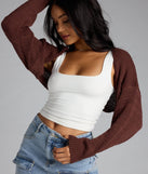 Add the perfect finish with the Cutie Pie Knit Bolero Sweater, a brown bolero that refines your look with effortless charm.
