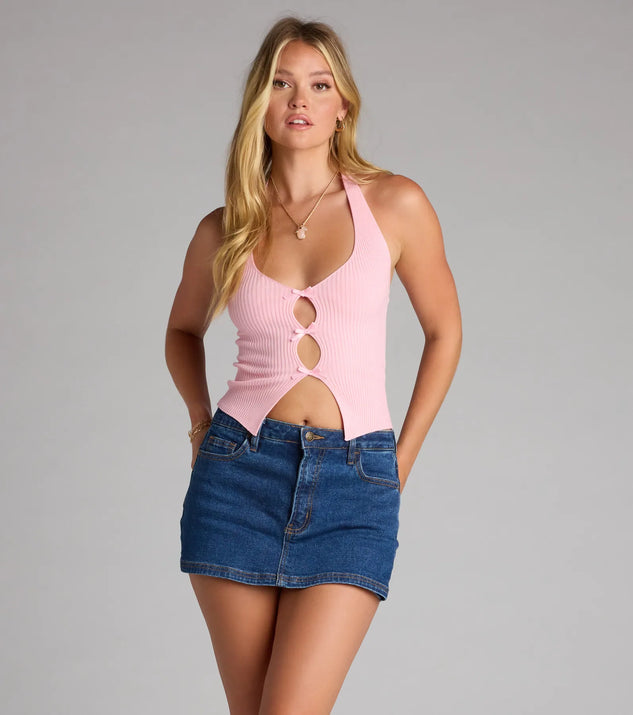 Sweet And Spicy Bow Cutout Halter Top | Windsor