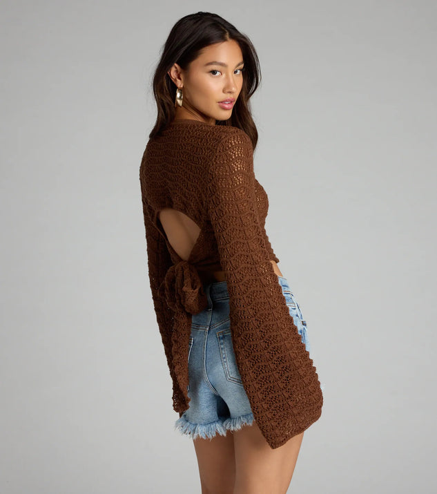 ✩.*˚　13579　✩.*˚ Tied Up In Vibes Crochet Sweater | Windsor
