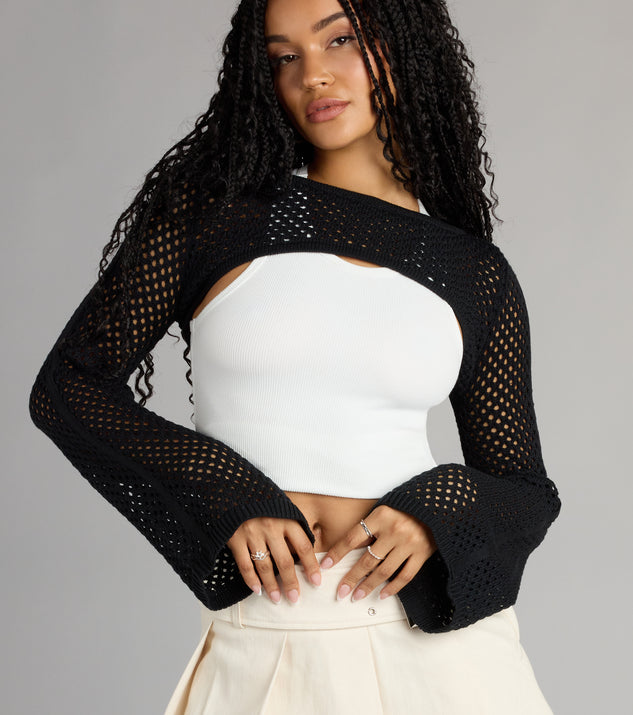Shop Windsor Catch Flights Crochet Sweater Topper Online – Trendy & Affordable Fashion