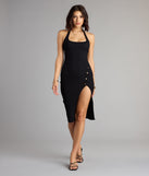 Hot Take Ribbed Halter Midi Dress