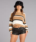 This taupe piece brings trend-right energy to the Laidback Cutie Striped Knit Sweater, perfect for fall outfits that stand out.
