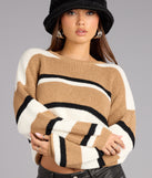 This taupe piece brings trend-right energy to the Laidback Cutie Striped Knit Sweater, perfect for fall outfits that stand out.