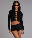 Peek the Drama Long Sleeve Crop Top