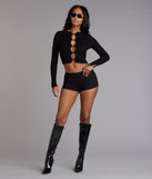 Peek the Drama Long Sleeve Crop Top