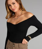 Effortless Chic Knit Off-The-Shoulder Long Sleeve Bodysuit