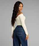 Trendy women’s tops in 0, like the Effortless Chic Knit Off-The-Shoulder Long Sleeve Bodysuit, bring effortless style for fall layering, lounging, or going out.