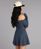 The Chic Staple Ribbed Knit Skater Dress is your new go-to Windsor dress—effortless, versatile, and made to update your fall style in seconds.