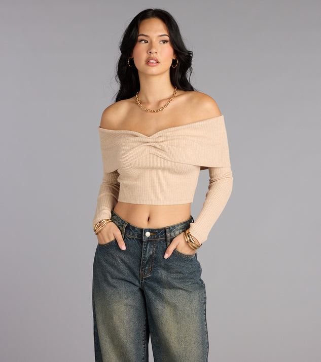 Snug Luxe Off-The-Shoulder Crop Top