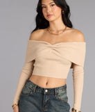 Snug Luxe Off-The-Shoulder Crop Top