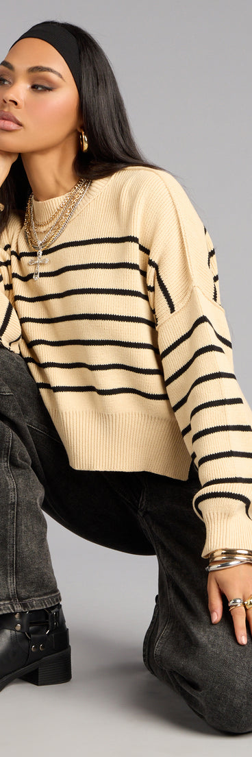 All Day Cute Striped Knit Sweater