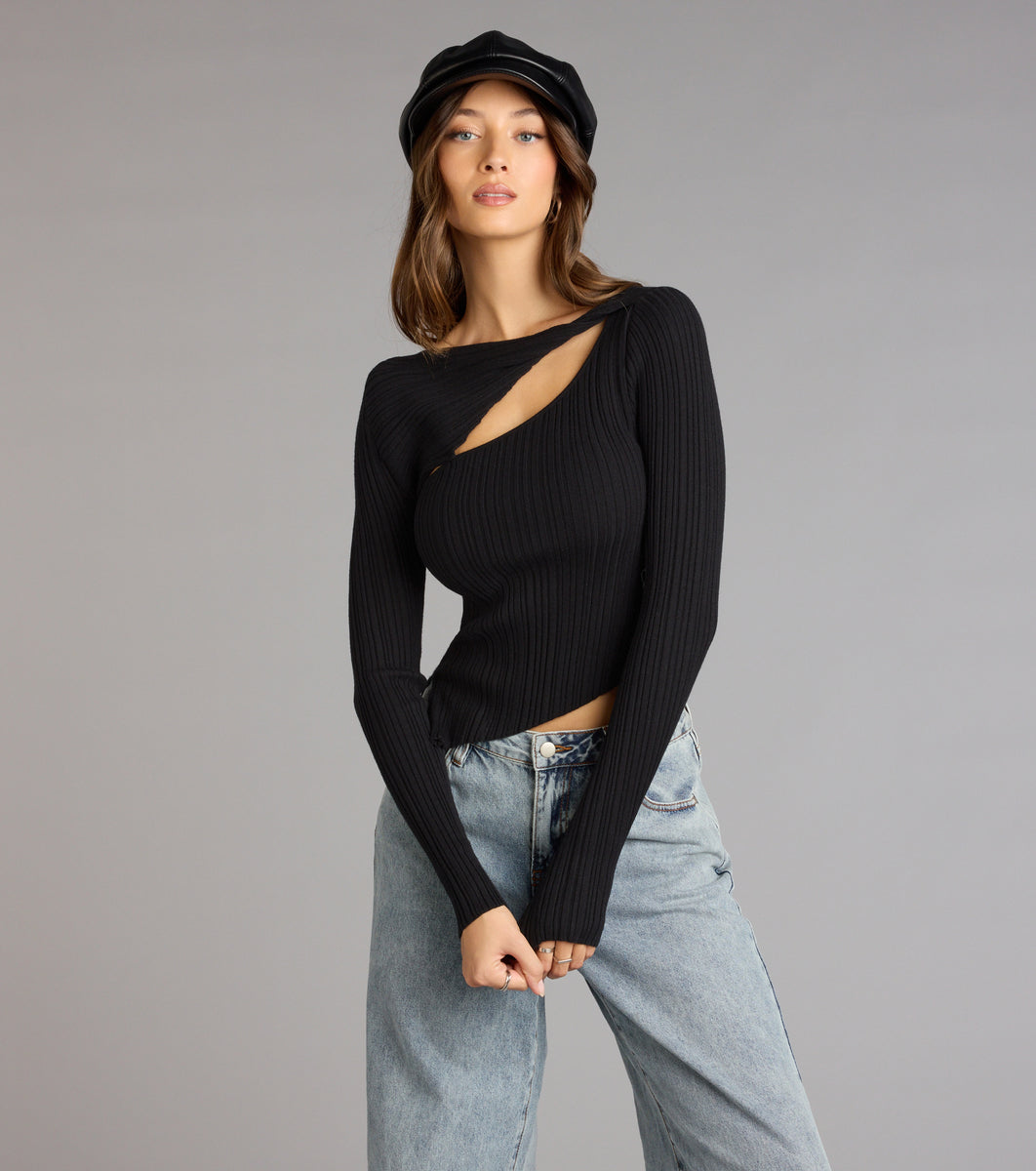 Not So Basic Long Sleeve Cutout Top | Windsor