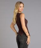 Curve Line Sleeveless Rib Knit Top