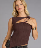 Curve Line Sleeveless Rib Knit Top