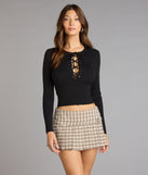 Laced Right Rib Knit Crop Top