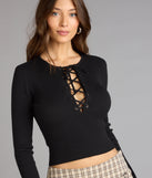 Laced Right Rib Knit Crop Top