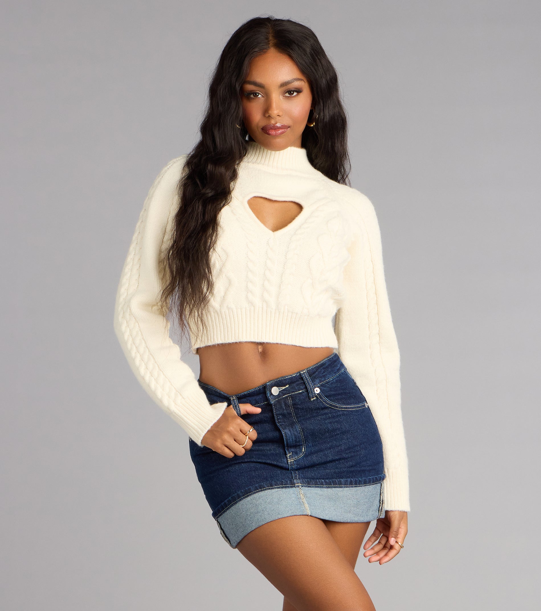 Heart to Heart Cable Knit Crop Sweater | Windsor