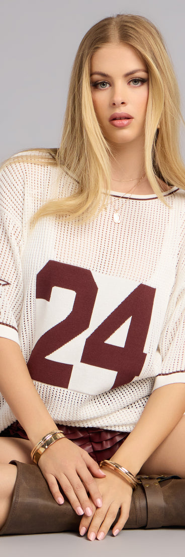 Game Day Muse Varsity Knit Tunic Top