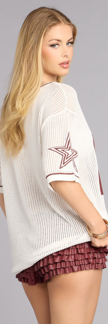 Game Day Muse Varsity Knit Tunic Top