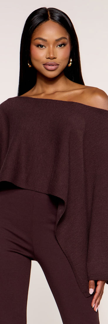 Angle Shift Asymmetrical Poncho Sweater