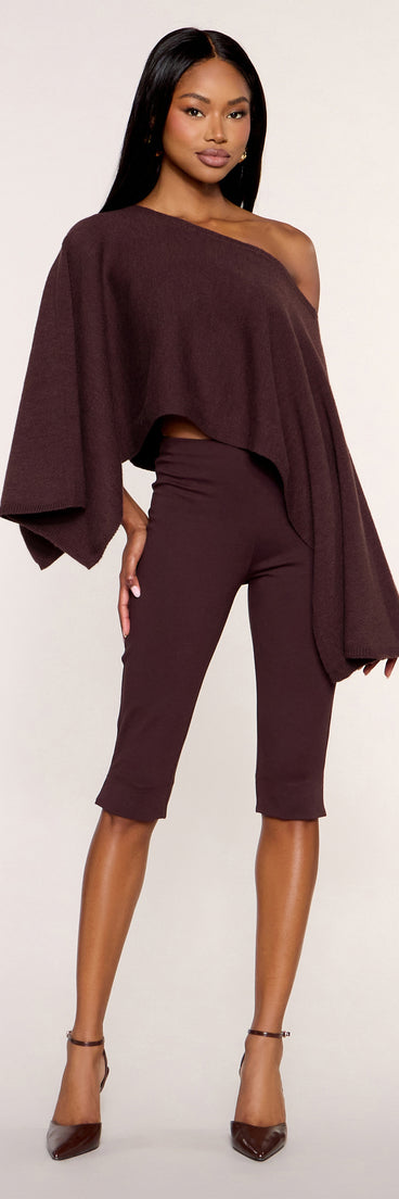 Angle Shift Asymmetrical Poncho Sweater