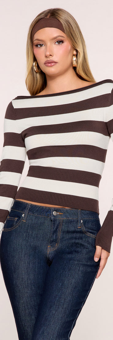 Sporty Chic Striped Knit Sweater