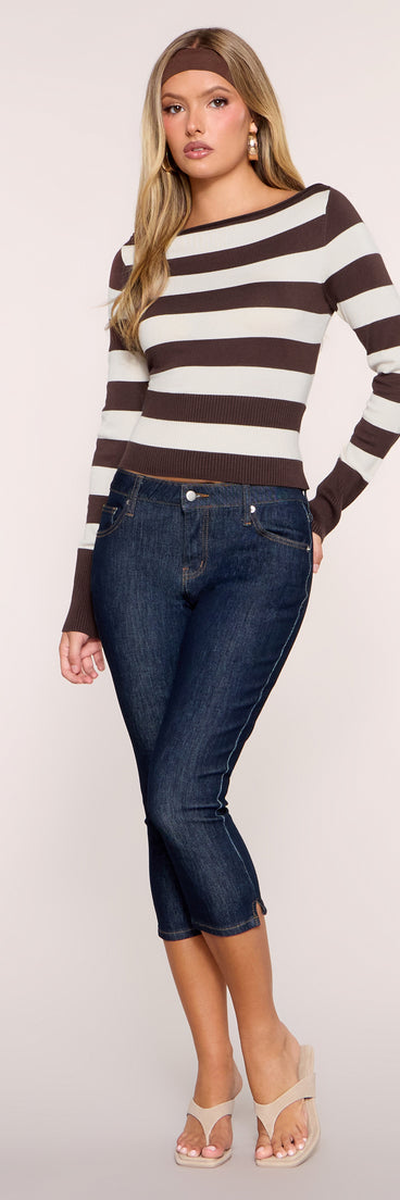 Sporty Chic Striped Knit Sweater