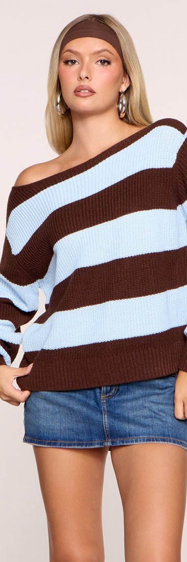 Easy Angle Striped Off-Shoulder Sweater Top