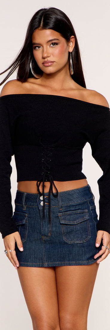 Flip Side Reversible Lace Up Sweater Top