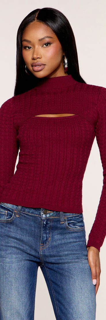 Cut Above Mock Neck Cutout Sweater Top