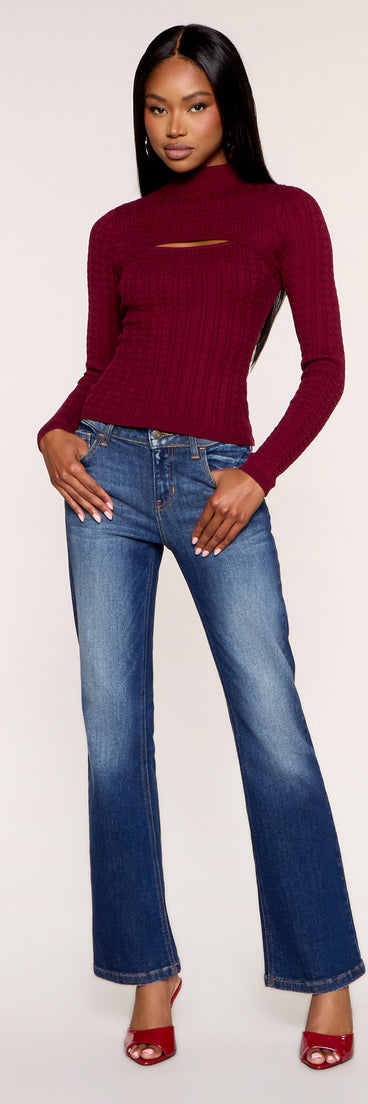 Cut Above Mock Neck Cutout Sweater Top