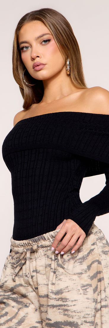 Knit Worthy Off-The-Shoulder Bodysuit