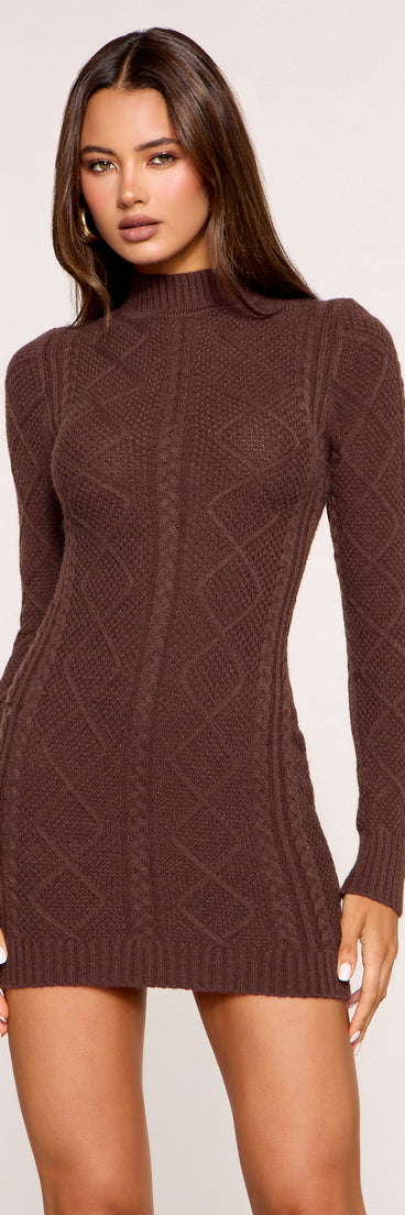 Winter Muse Cable Knit Bodycon Dress
