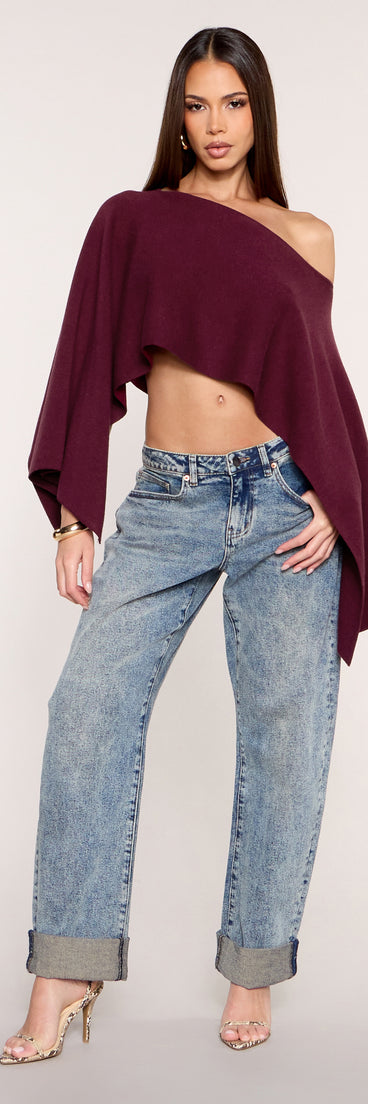 Side Note Cropped Asymmetrical Poncho Top