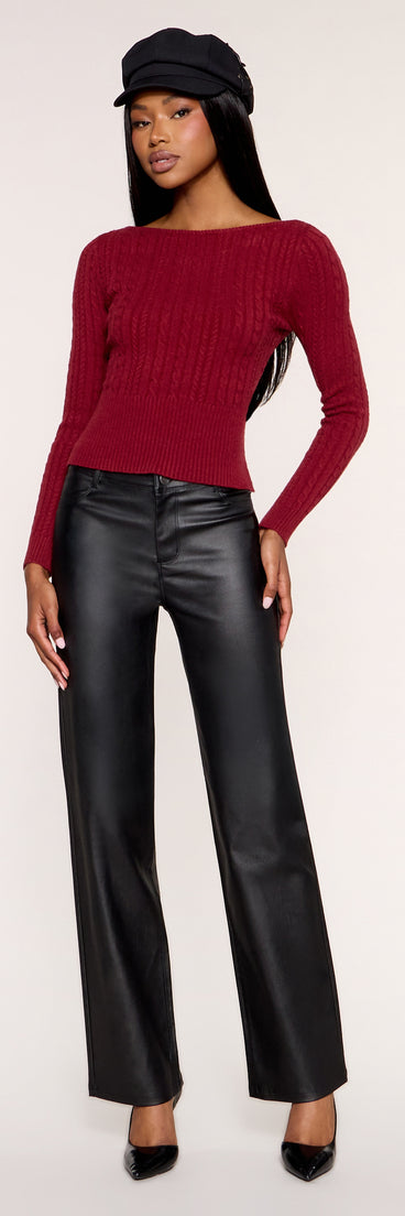 Twist Ending Cable Knit Cutout Sweater